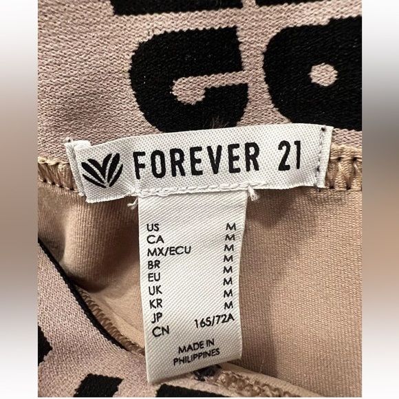 FOREVER 21 Beige Tan Leggings Yoga Pants Black Cross Cross Waist Training 365 - Picture 2 of 9